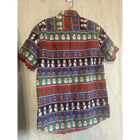 Denim & Flower Ricky Singh Men's Ugly Christmas Shirt Santa Snowman Rudolph  Med - Picture 5 of 7